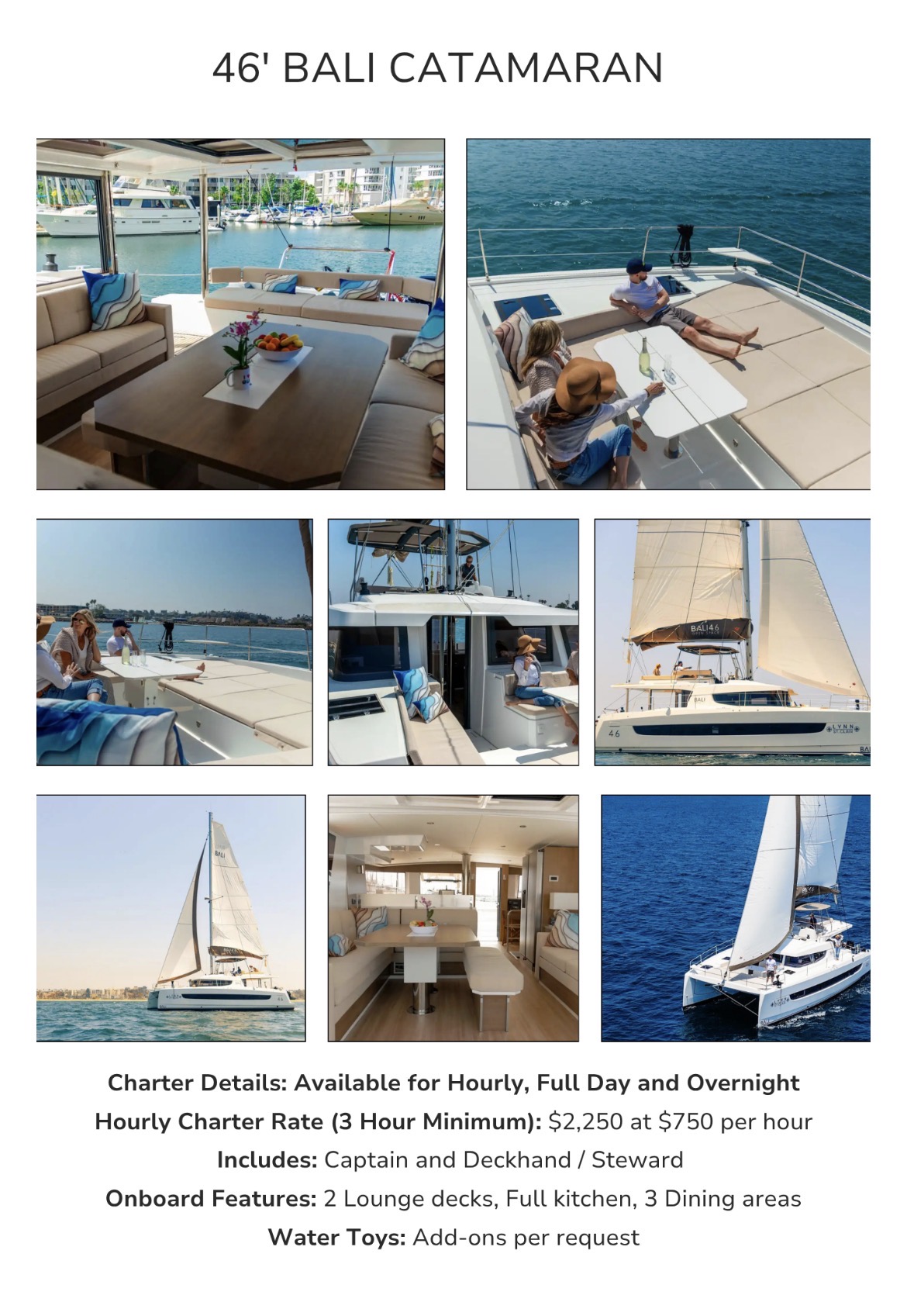46' Bali Catamaran interior and exterior